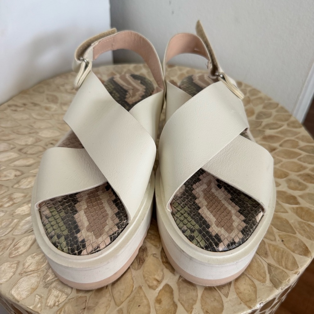 AGL Maya Criss cross Platform Leather Off White Sandals size 36.5 - Picture 6 of 10